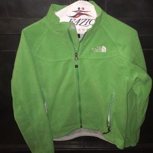 North Face fleece green jacket.